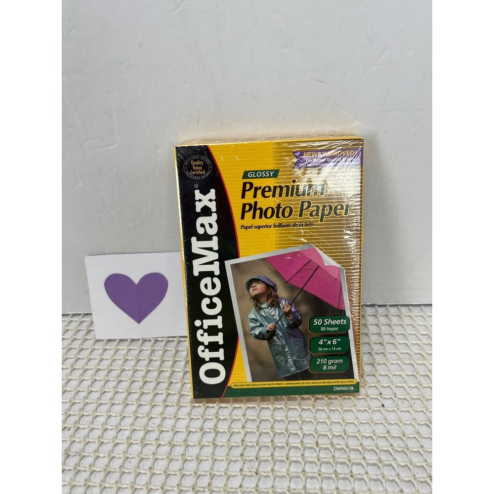 Office Max Premium Glossy Photo Paper 4x6 Inch 50 Sheets New-Sealed
